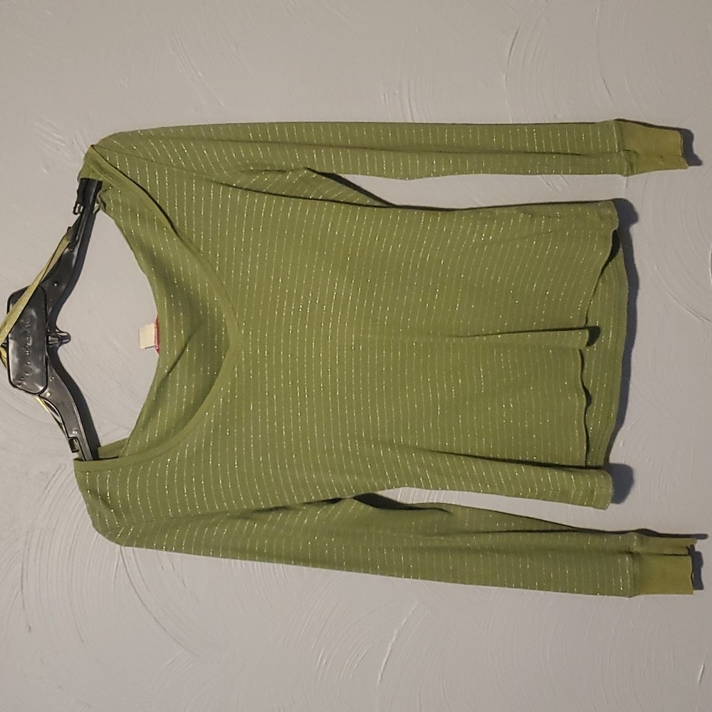 Lightweight Green hoodie with silver thread detail